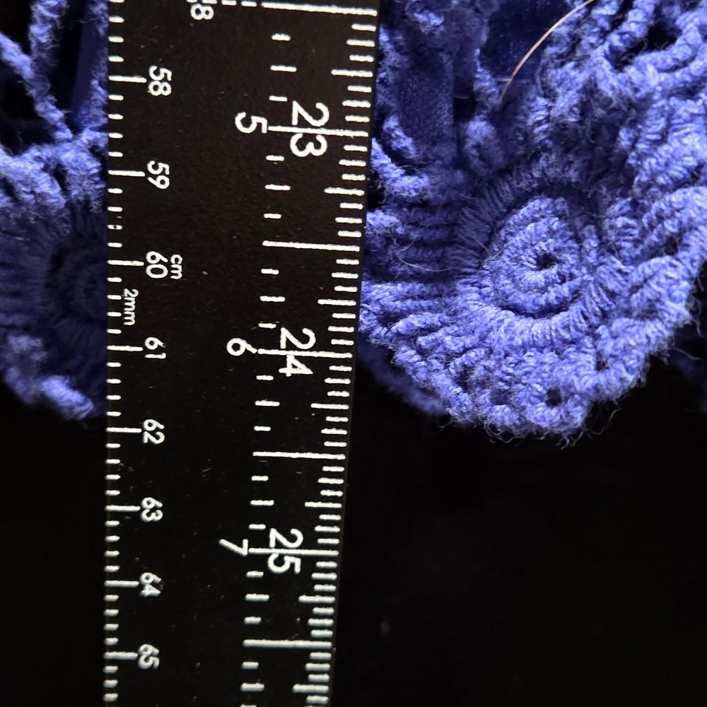 Jennie & Marlis Blue Floral Crochet Lace Top Boho Coastal Poetcore Laced Up Sz L - Picture 5 of 9